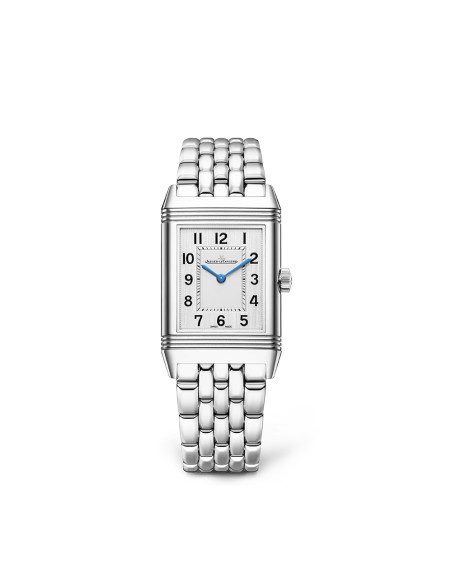 Montre Jaeger-Lecoultre Reverso Classic Monoface quartz cadran argent bracelet acier 40x24 mm