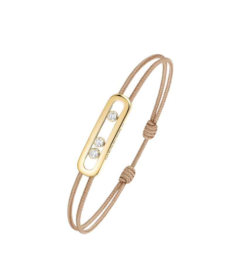 Bracelet Messika CARE(S) or jaune diamants cordon beige