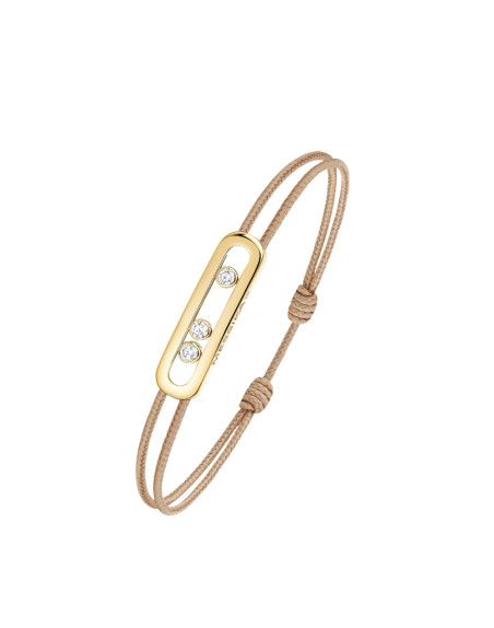 Bracelet Messika CARE(S) or jaune diamants cordon beige