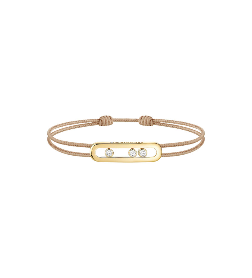 Bracelet Messika CARE(S) or jaune diamants cordon beige