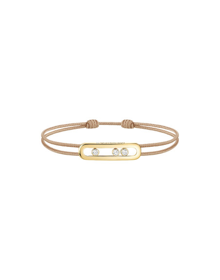 Bracelet Messika CARE(S) or jaune diamants cordon beige