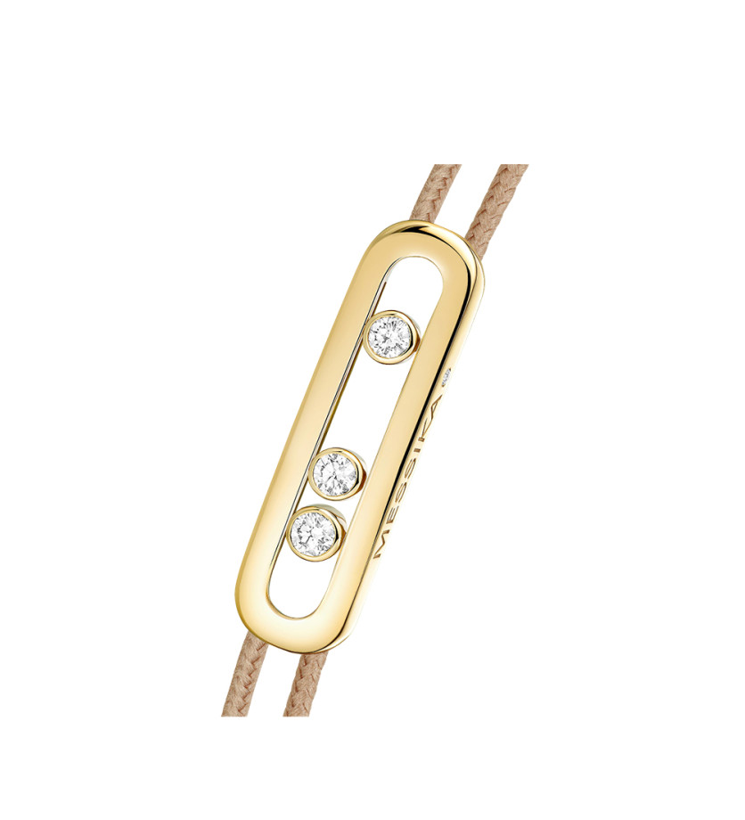 Bracelet Messika CARE(S) or jaune diamants cordon beige