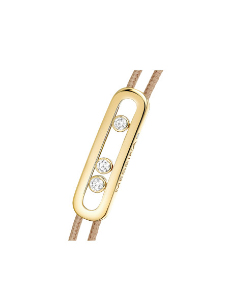 Bracelet Messika CARE(S) or jaune diamants cordon beige