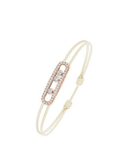 Bracelet Messika CARE(S) or rose pavé diamants cordon crème