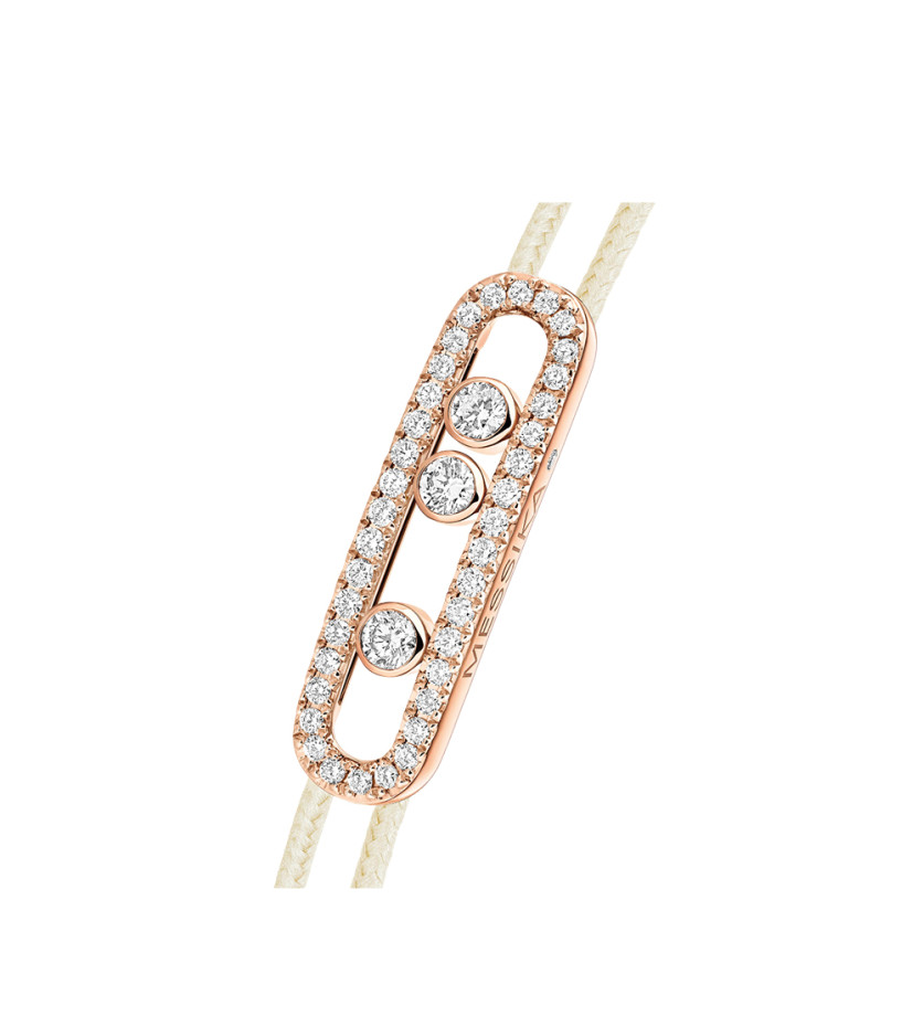 Bracelet Messika CARE(S) or rose pavé diamants cordon crème