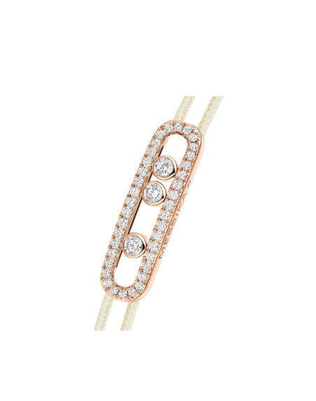 Bracelet Messika CARE(S) or rose pavé diamants cordon crème