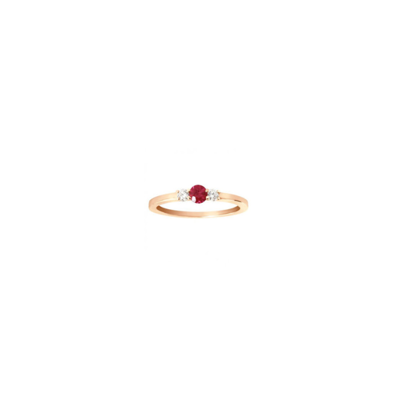 Bague Mademoiselle Frojo Trilogie or rose rubis diamants