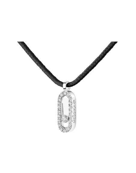 Collier Messika CARE(S) or blanc pavé diamants cordon noir