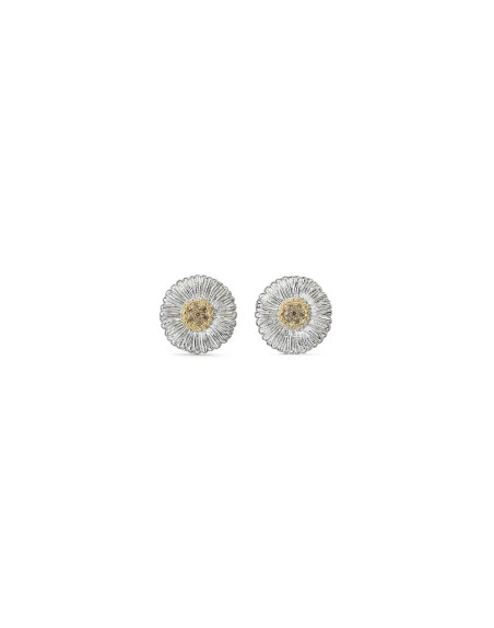 Boucles d'oreilles Blossoms Marguerite argent, vermeil et diamants fancy