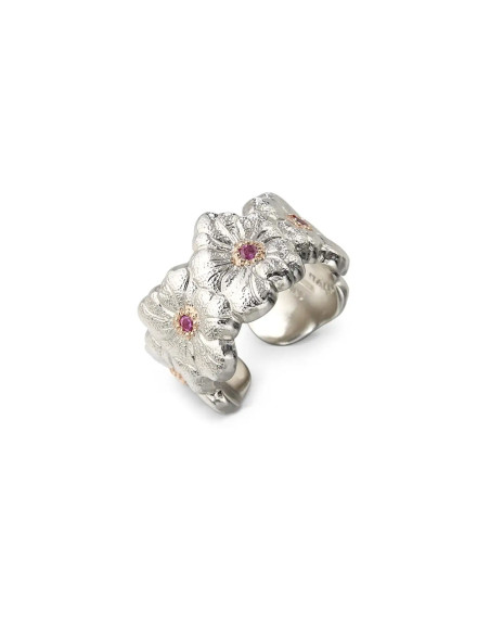 Bague Eternelle Blossoms Gardenia argent, vermeil et saphirs roses