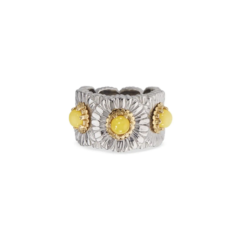 Bague Buccellati Eternelle Blossoms Marguerite argent, vermeil et agates jaunes