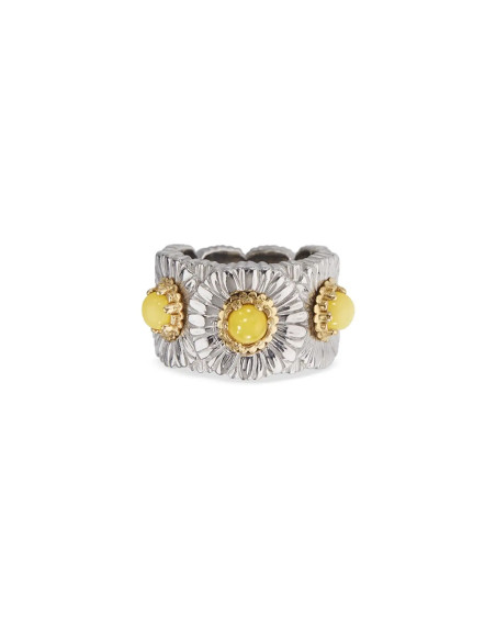 Bague Eternelle Blossoms Marguerite argent, vermeil et agates jaunes