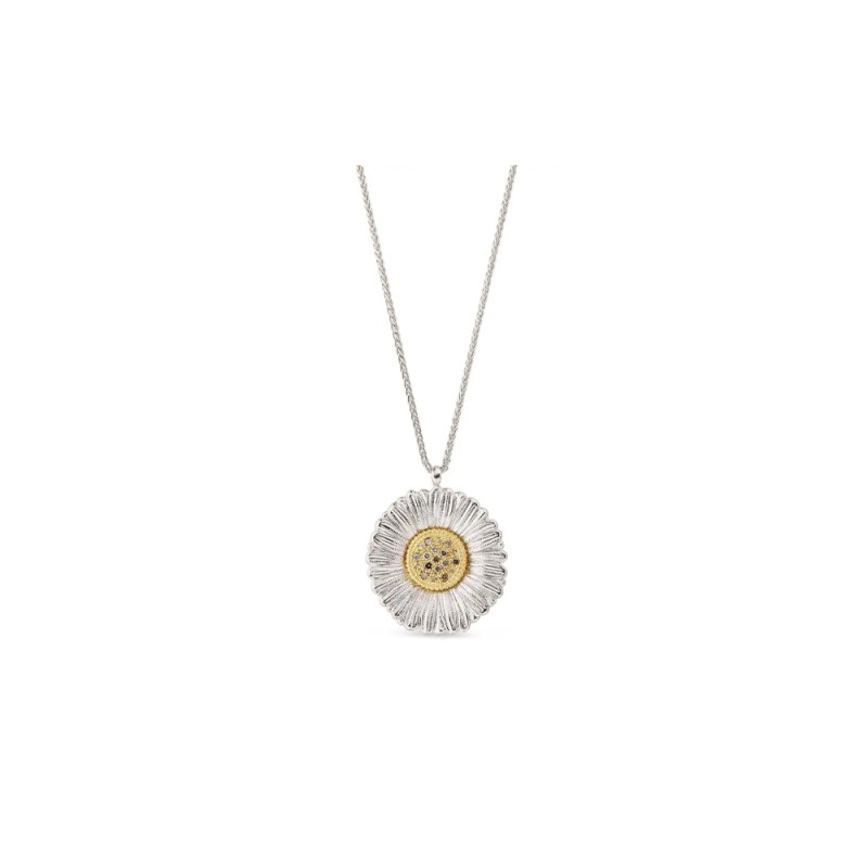 Pendentif Blossoms Marguerite 3.5 cm argent, vermeil et diamants