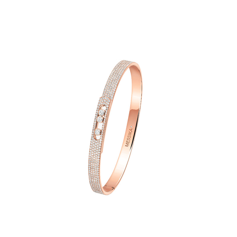 Bracelet bangle Messika Move Noa or rose full pavé diamants PM