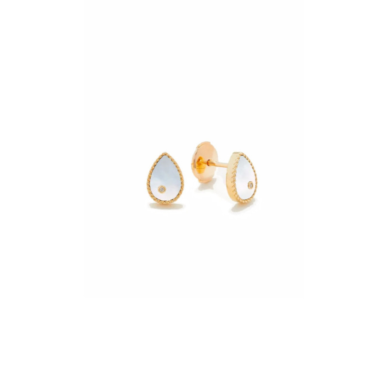 Boucles d'oreilles Yvonne Léon Baby Poire or jaune nacre