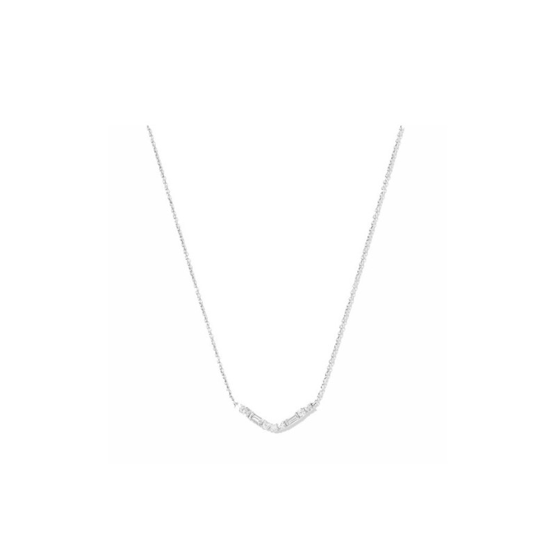 Collier Djula V Baguette or blanc diamants