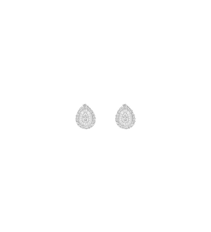 Boucles d'Oreilles Djula poire or blanc diamants