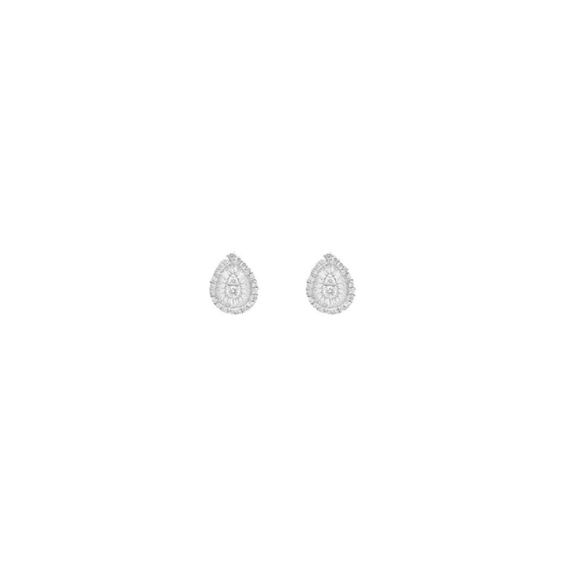 Boucles d'Oreilles Djula poire or blanc diamants