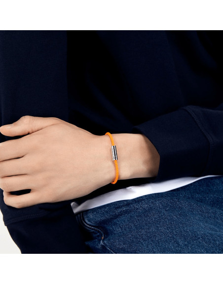 Bracelet Le Gramme Câble 7 Grammes nato orange argent lisse poli