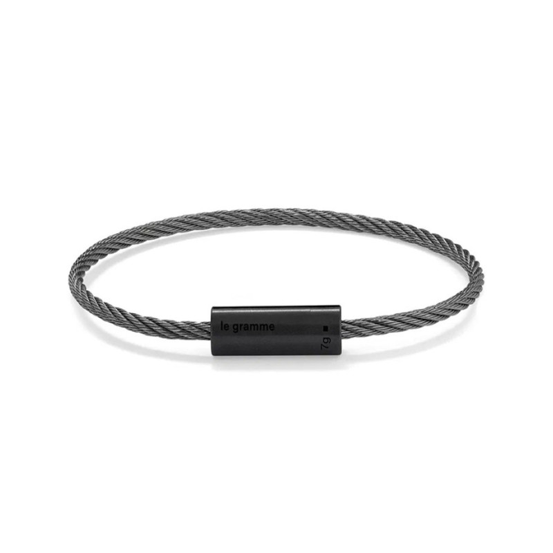 Bracelet Le Gramme Câble 7 Grammes céramique noire lisse brossé