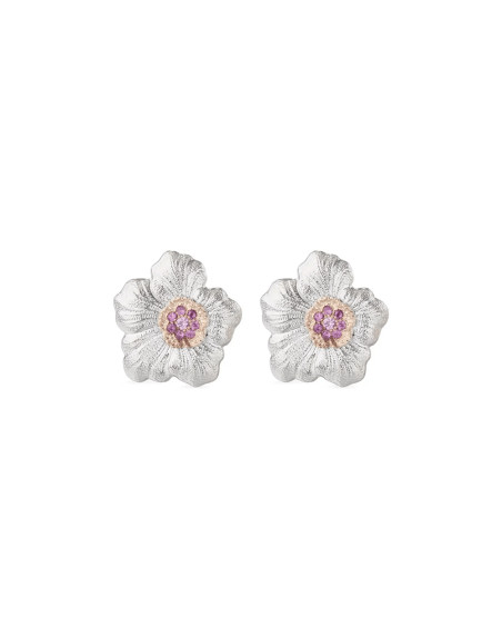 Boucles d'oreilles Buccellati Blossoms Gardenia en argent avec saphirs