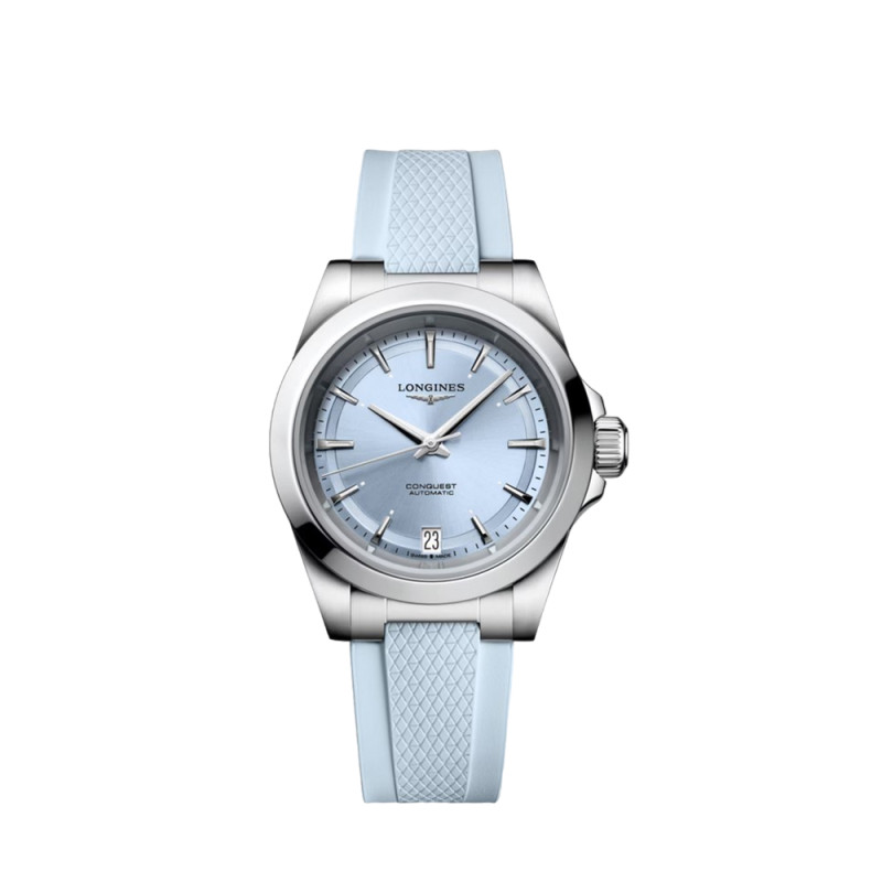 Montre Longines Conquest automatique cadran bleu bracelet bleu 34 mm