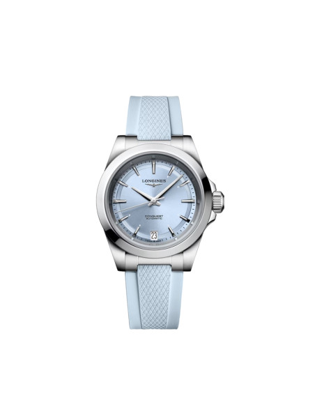 Montre Longines Conquest automatique cadran bleu bracelet bleu 34 mm