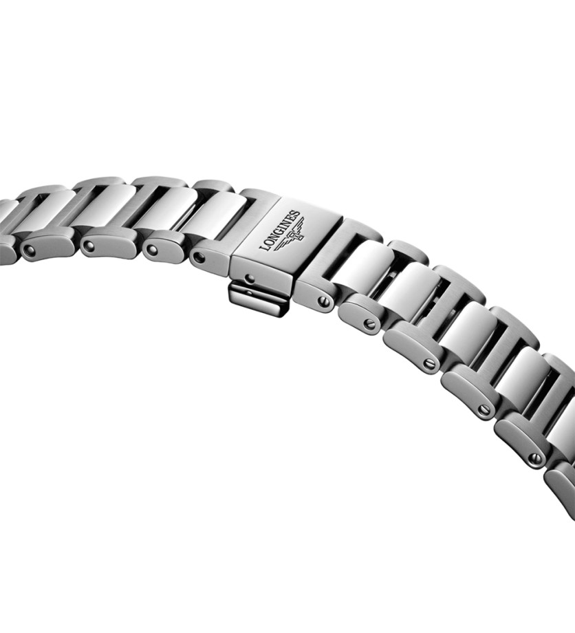 Montre Longines Conquest quartz cadran rose bracelet acier 34 mm