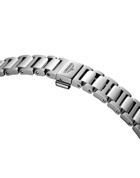 Montre Longines Conquest quartz cadran rose bracelet acier 34 mm