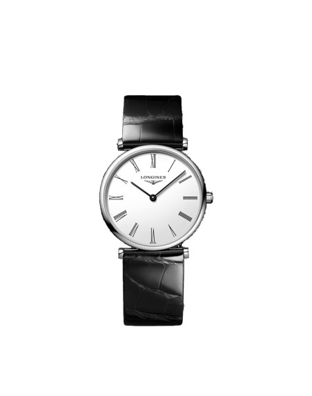 Montre Longines La Grande Classique quartz cadran blanc bracelet cuir noir 29 mm