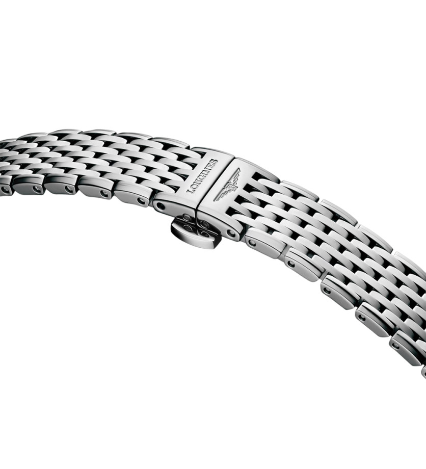 Montre Longines La Grande Classique quartz cadran nacre blanche index diamants bracelet acier 24 mm