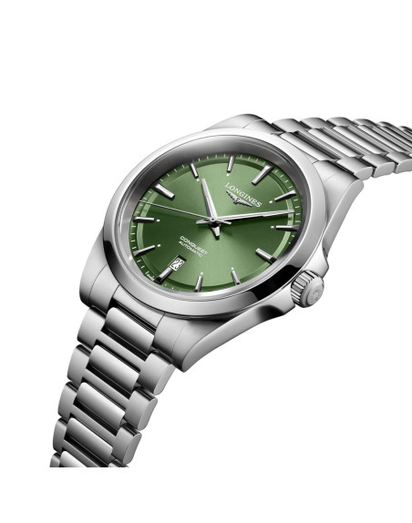 Montre Longines Conquest automatique cadran Sunray Green bracelet acier 41 mm