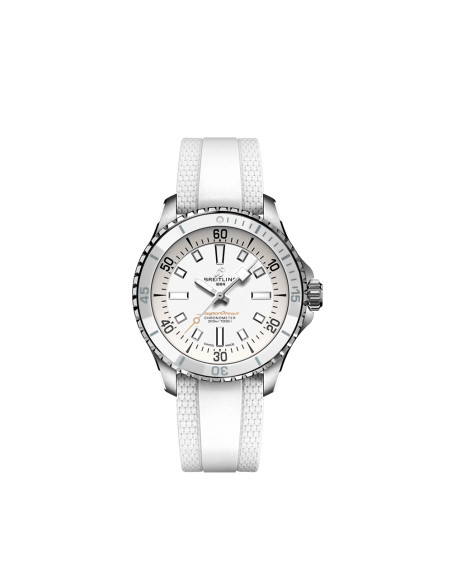 Montre Breitling Superocean automatique cadran blanc bracelet caoutchouc blanc 36 mm