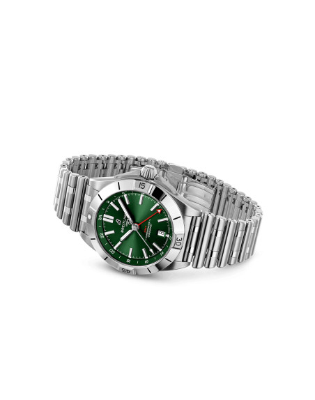 Montre Breitling Chronomat automatique GMT cadran vert bracelet acier 40 mm