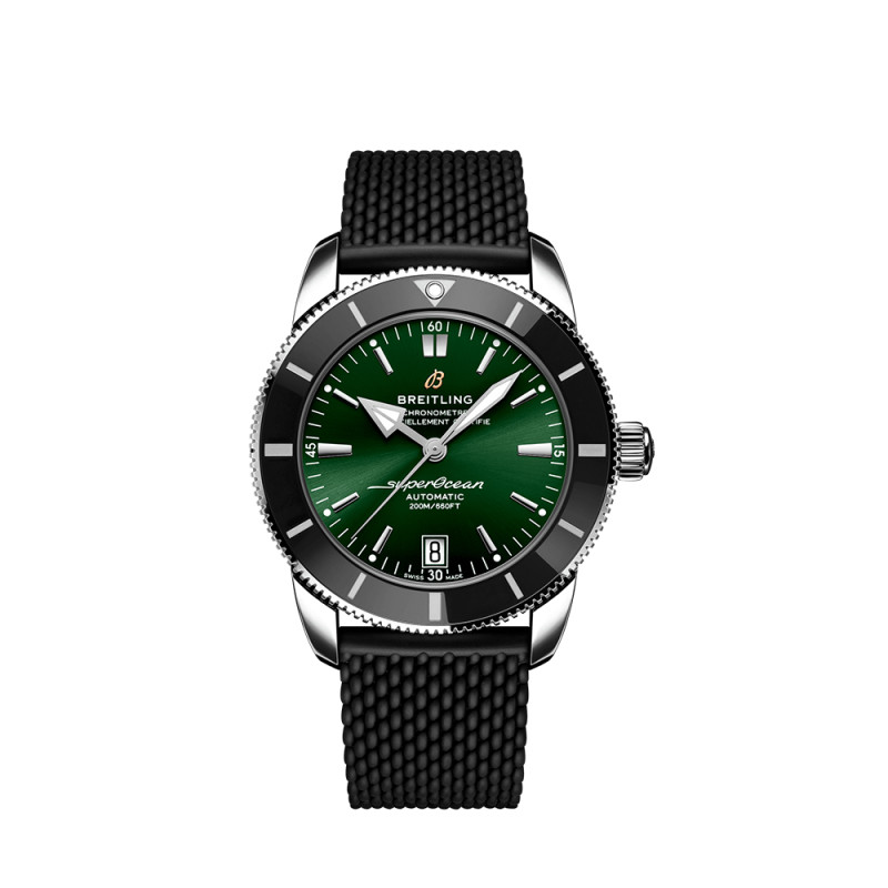 Montre Breitling Superocean Heritage B20 Automatic cadran vert bracelet caoutchouc noir 42 mm