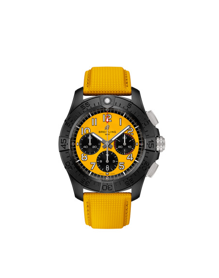 Montre Breitling Avenger B01 Chronograph automatique cadran jaune bracelet cuir jaune 44 mm