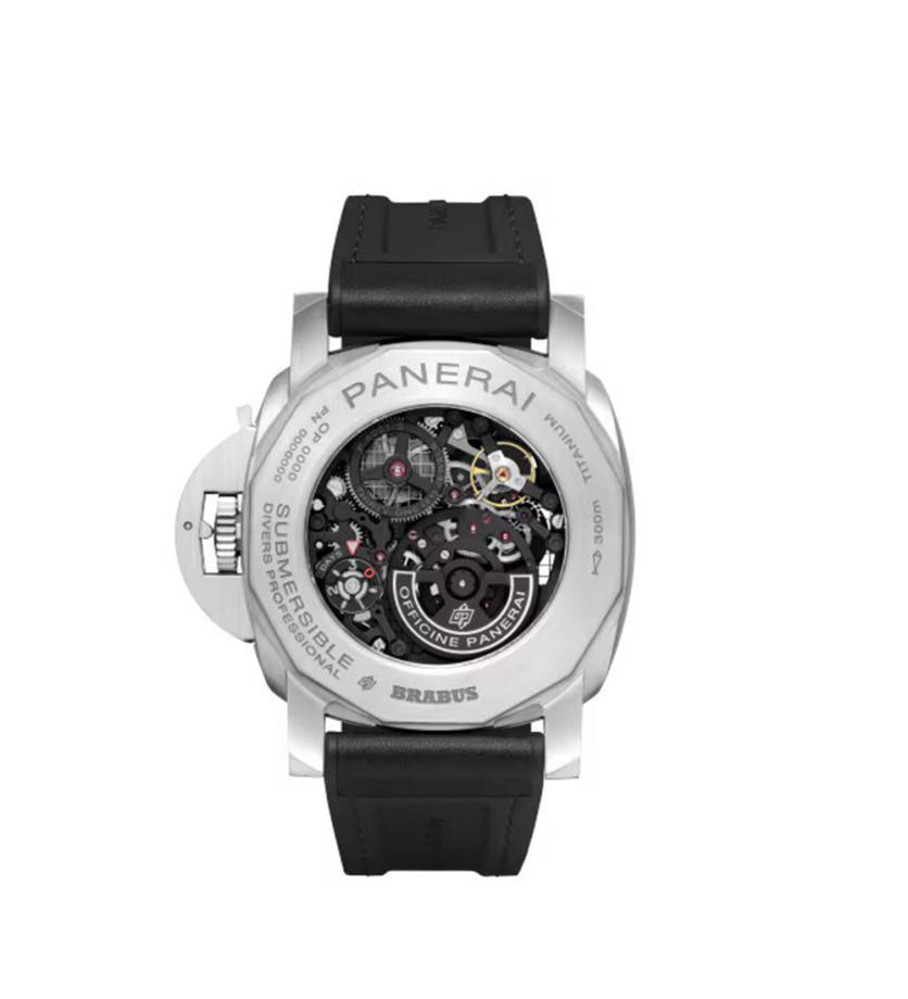 Montre Panerai Submersible Brabus Etitanio automatique cadran noir bracelet veau noir 47mm