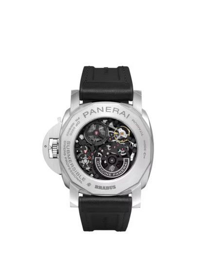 Montre Panerai Submersible Brabus Etitanio automatique cadran noir bracelet veau noir 47mm