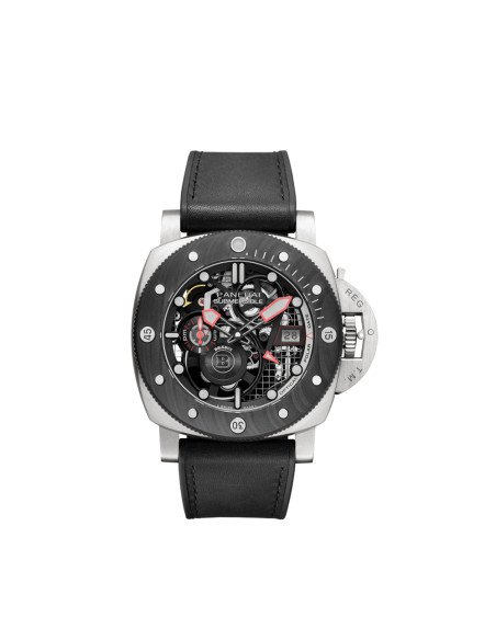 Montre Panerai Submersible Brabus Etitanio automatique cadran noir bracelet veau noir 47mm