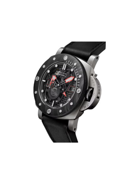 Montre Panerai Submersible Brabus Etitanio automatique cadran noir bracelet veau noir 47mm