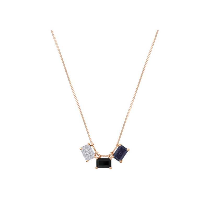 Collier Ginette NY 3 Mini Midnight or rose onyx blue sandstone et diamants