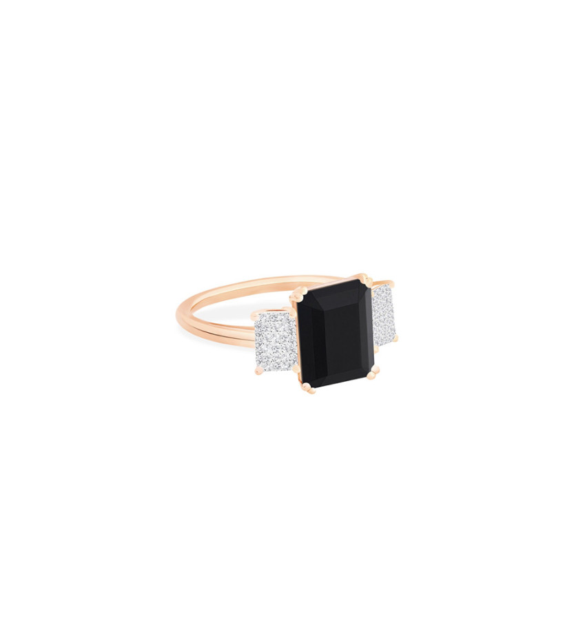 Bague Ginette NY Midnight or rose onyx diamants