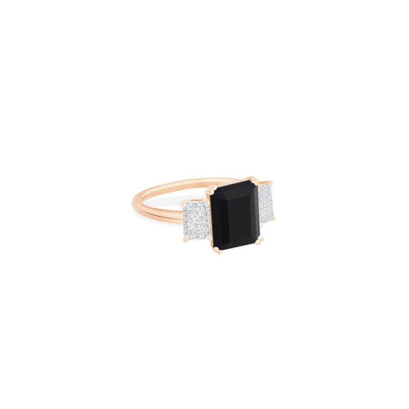 Bague Ginette NY Midnight or rose onyx diamants