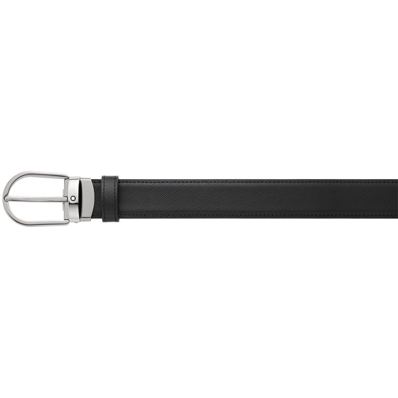 Ceinture réversible Montblanc à boucle fer à cheval cuir noir bleu 30 mm