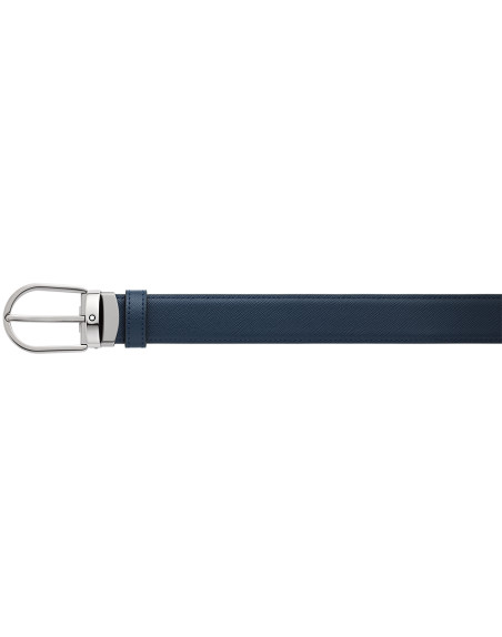 Ceinture réversible Montblanc à boucle fer à cheval cuir noir bleu 30 mm