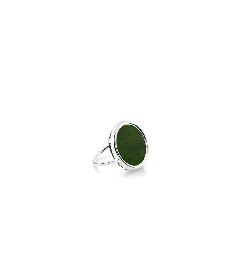 Bague Ginette NY Disc Ring Jade or blanc