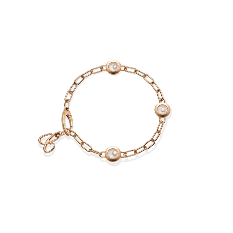 Bracelet Chopard Happy Diamonds Icons or rose 3 diamants mobiles 20cm