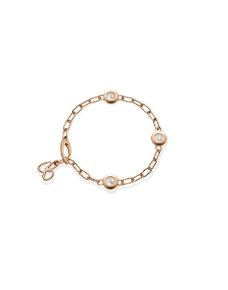 Bracelet Chopard Happy Diamonds Icons or rose 3 diamants mobiles 20cm