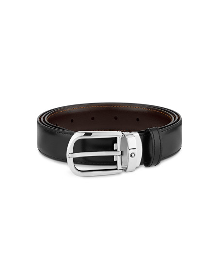 Ceinture réversible Montblanc à boucle fer à cheval cuir noir marron 30 mm