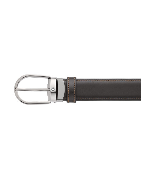 Ceinture réversible Montblanc à boucle fer à cheval cuir noir marron 30 mm